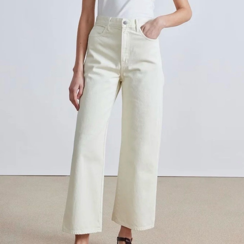 Apiece Apart Soft Cream Wide-Leg Jeans